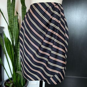 Emanuel Ungaro Vintage Silk Wrap Skirt with Navy, White, Red, and Green Stripes